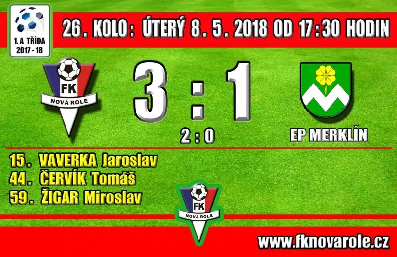 V předehrávce posledního kola porážíme silný EP Merklín 3 - 1