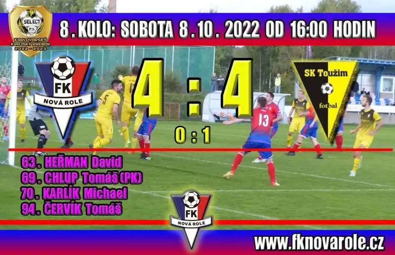 Drtivým závěrem jsme vybojovali proti Toužimi alespoň bod!