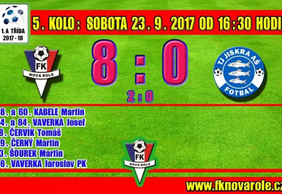 ÁČKO SESTŘELILO JISKRU AŠ: FKNR  -  JISKRA AŠ  8 - 0