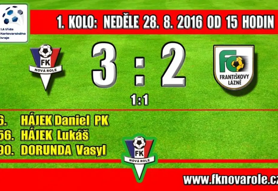 DOMA OPĚT VÍTĚZNĚ: FKNR  -  FC FRANTIŠKOVY LÁZNĚ  3 : 2