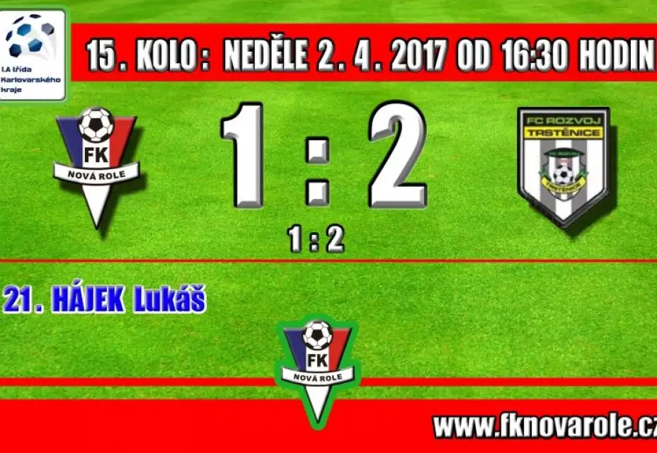 A týmu se nedaří. Prohrál i doma: FKNR  -  ROZVOJ TRSTĚNICE  1 : 2