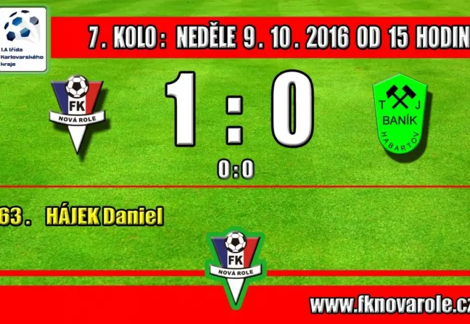 UTKÁNÍ ROZHODLA JEDINÁ BRANKA: FKNR - BANÍK HABARTOV 1 : 0