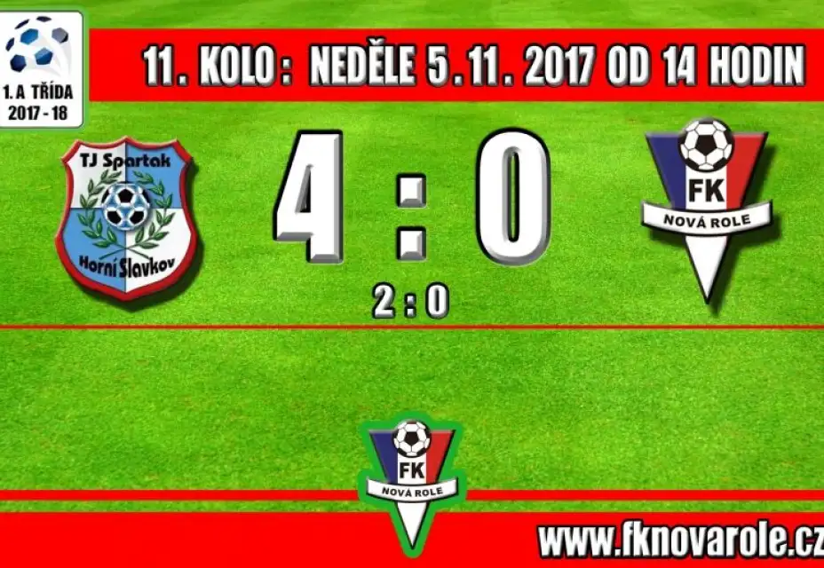 Podzimní derniéra nedopadla vůbec dobře: Spartak H. Slavkov  -  FKNR 4 - 0 