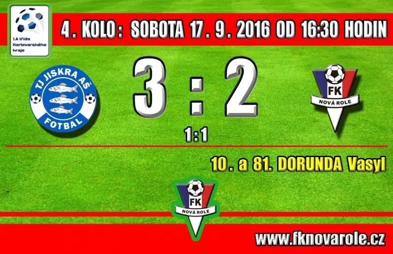 PORÁŽKA V SOUBOJI VEDOUCÍCH CELKŮ TABULKY: JISKRA AŠ  -  FKNR  3 : 2