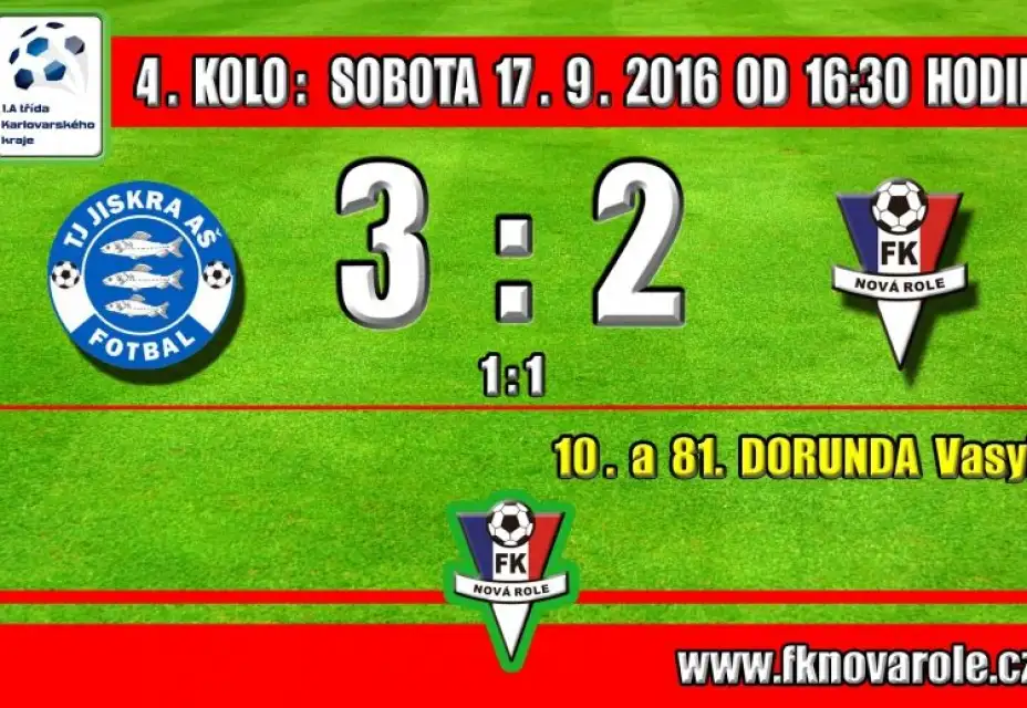 PORÁŽKA V SOUBOJI VEDOUCÍCH CELKŮ TABULKY: JISKRA AŠ  -  FKNR  3 : 2