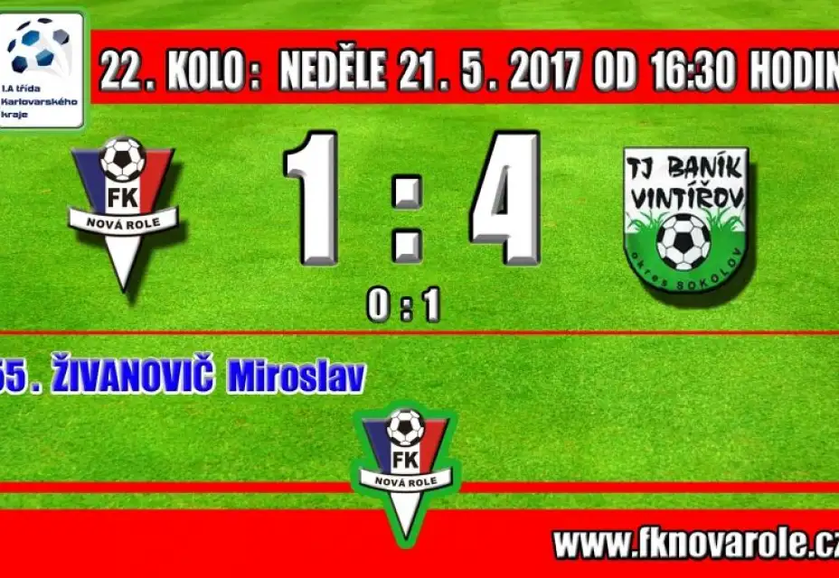 DOMA OPĚT NEÚSPĚŠNĚ: FKNR  -  BANÍK VINTÍŘOV  1 : 4