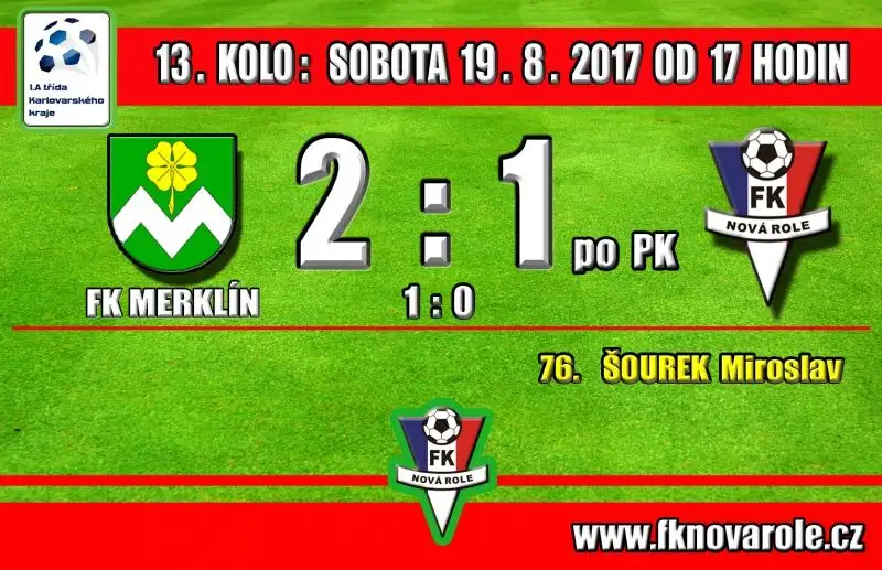 Z prvního venkovního utkání vezeme bod: EP MERKLÍN  -  FKNR  2 - 1 po PK