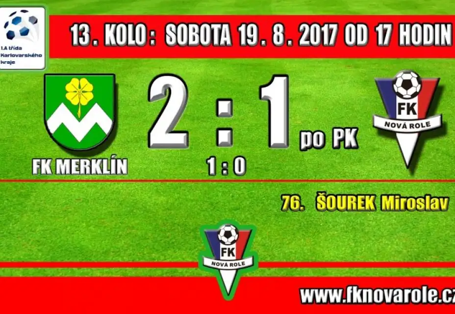 Z prvního venkovního utkání vezeme bod: EP MERKLÍN  -  FKNR  2 - 1 po PK
