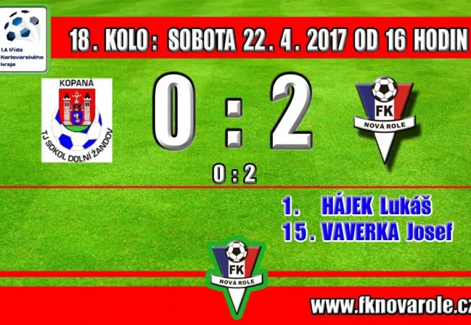 PRVNÍ VÝHRA JARA: SOKOL DOLNÍ ŽANDOV  -  FKNR  0 : 2