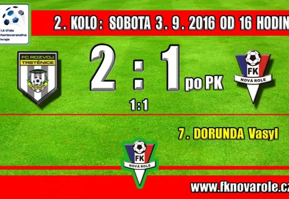 SMOLNÉ UTKÁNÍ, ALE DOBRÝ VÝKON: ZD ROZVOJ TRSTĚNICE  - FKNR  2 : 1 po PK