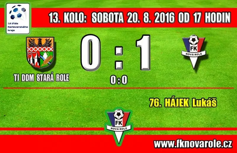 Z DERBY VEZEME TŘI BODY: TJ DDM STARÁ ROLE  -  FKNR  0 : 1