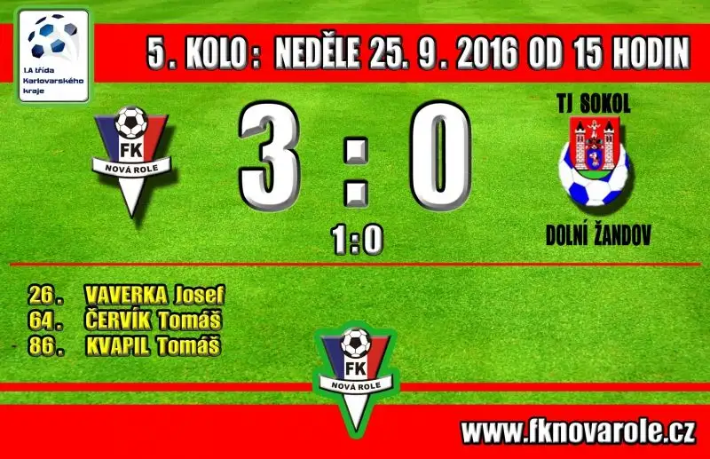A TÝM NA DOMÁCÍM STADIONU OPĚT VÍTĚZNĚ: FKNR  -  SOKOL DOLNÍ ŽANDOV  3 : 0