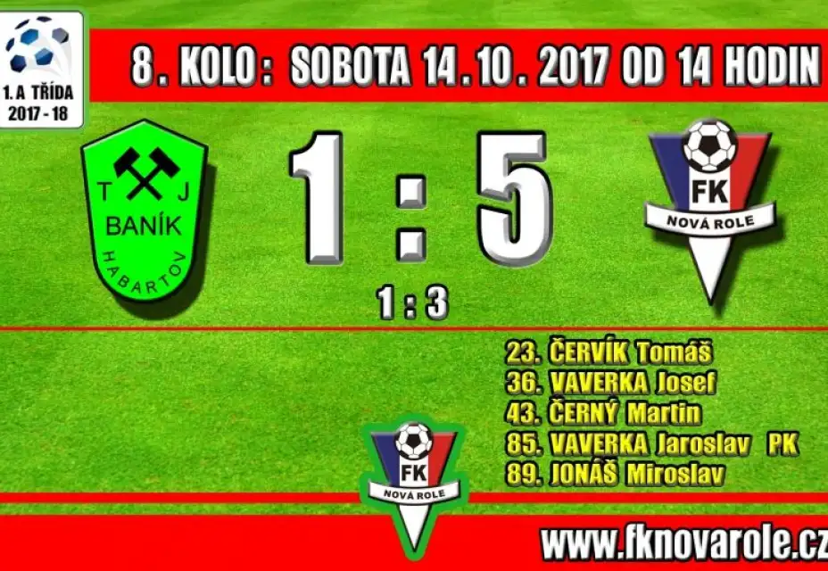 Vysoké vítězství na půdě soupeře: BANÍK HABARTOV  -  FKNR  1 - 5