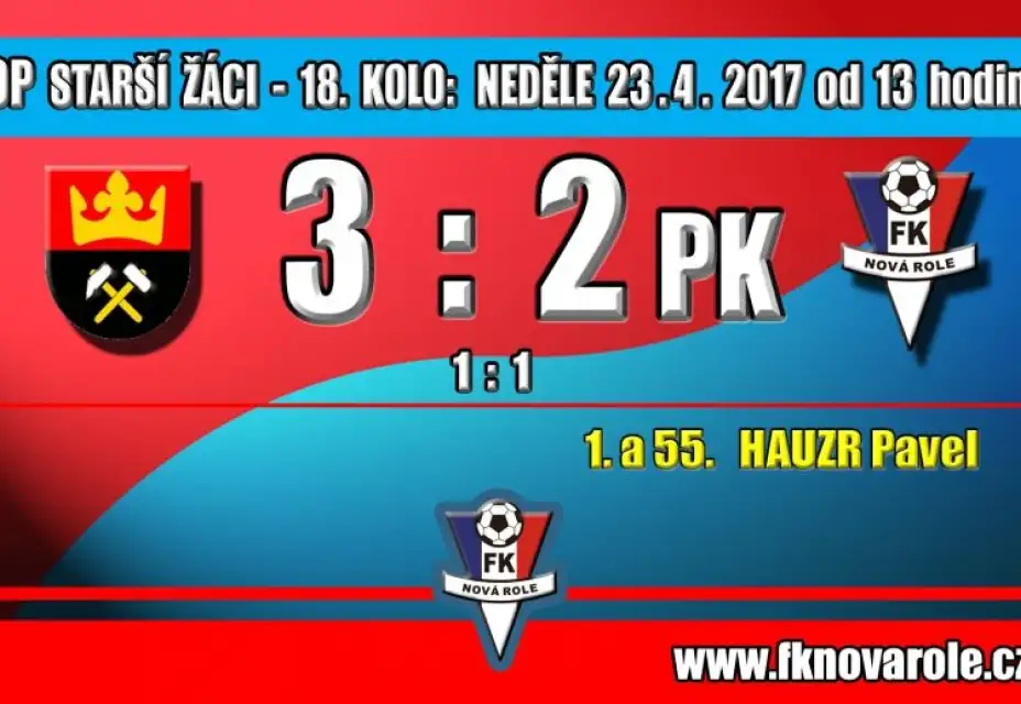 Souboj o druhé místo žáci nezvládli: KR. POŘÍČÍ  -  FKNR žáci  3 : 2 po PK