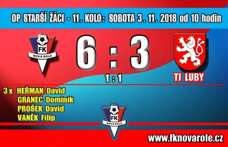 Žáci doma konečně zabrali a zdolali TJ LUBY 6 - 3
