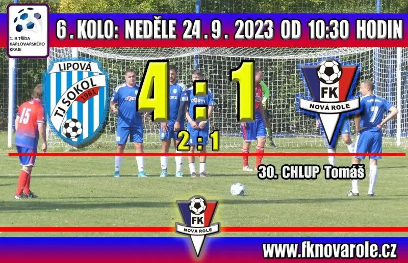 Nedělní porážka v Lipové 4 - 1
